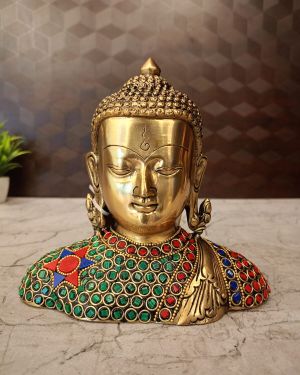 Brass Stone Buddha Statue 6.5″