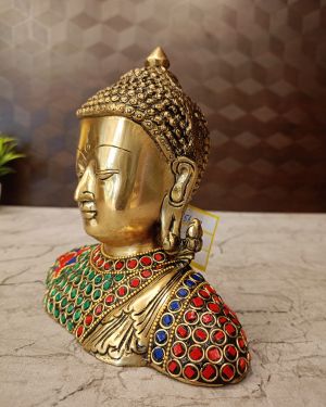 Brass Stone Buddha Statue 6.5″
