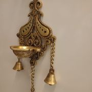 Brass Wall Mount Diya with Bell- 12″