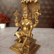 Brass Sitting Lord Vishnu With Snake Idol- 9.5″