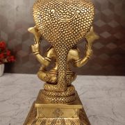 Brass Sitting Lord Vishnu With Snake Idol- 9.5″