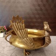 Brass Peacock Uruli Big- 9.5″