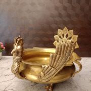 Brass Peacock Uruli Big- 9.5″