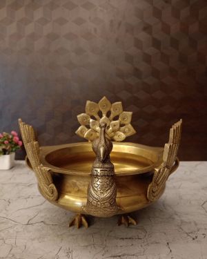 Brass Peacock Uruli Big- 9.5″
