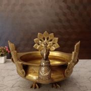 Brass Peacock Uruli Big- 9.5″