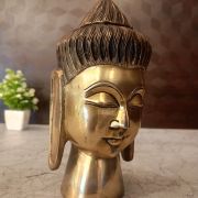 Handcrafted Meditating Brass Buddha Face Statue 8″