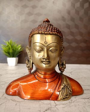 Brass Semi Coloured Buddha Idol 6.5”