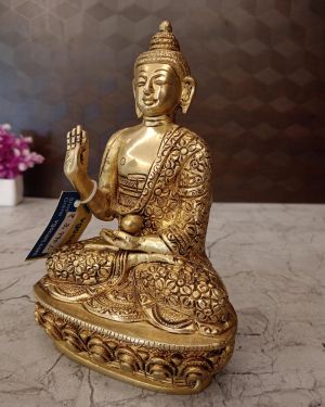 Brass Buddha Statue on Base – 7″