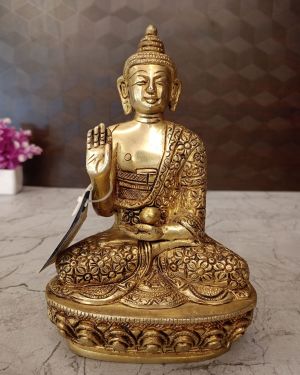 Brass Buddha Statue on Base – 7″