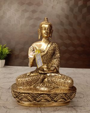 Buy Brass Buddha Statue Sitting On Oval Designer Base 8″