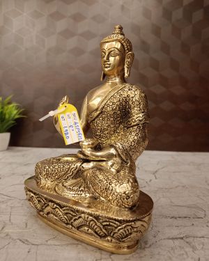 Buy Brass Buddha Statue Sitting On Oval Designer Base 8″