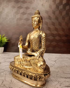 Brass Buddha Idol For Home Decor Half Base Design 8″