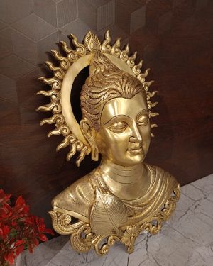 Brass Buddha Face Wall Hanging- 16″