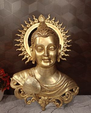 Brass Buddha Face Wall Hanging- 16″