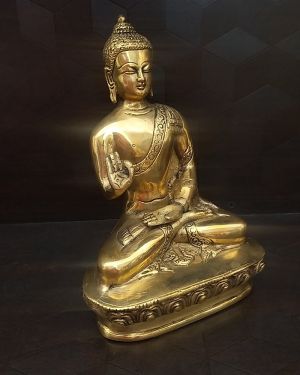 Brass Buddha plain Statue- 10″