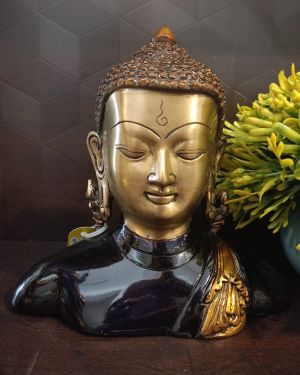 Brass Semi Coloured Buddha Idol 6.5”