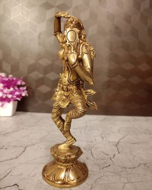 Brass Decor lady with Mirror Idol- 9″