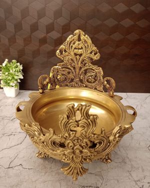 Brass Designer Uruli With Golden Antique Finish 11″