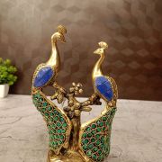 Brass Stone Peacock Idol 7″
