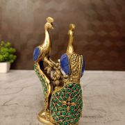 Brass Stone Peacock Idol 7″