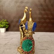 Brass Stone Peacock Idol 7″