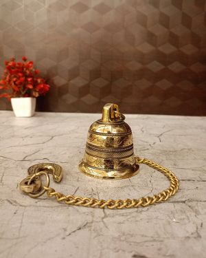 Brass Hanging Bell Small 27″