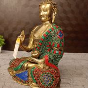 Brass Buddha stone work 12″