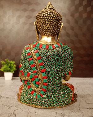 Brass Buddha stone work 12″
