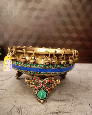Buy Brass Stone Uruli With Bells 4.5″