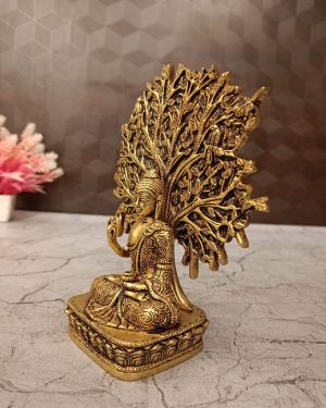 Brass Buddha Under Tree 6.5″
