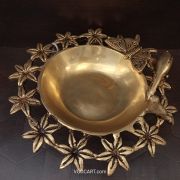 Brass Butterfly Uruli With Flower Design 3″