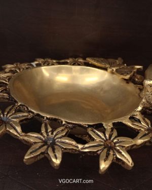 Brass Butterfly Uruli With Flower Design 3″