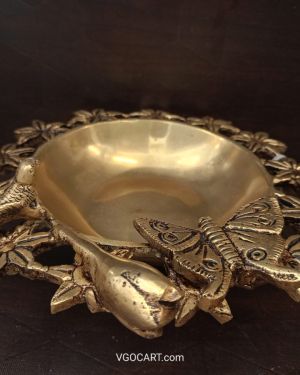 Brass Butterfly Uruli With Flower Design 3″