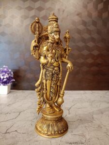 Brass Maha Vishnu | Lord Vishnu Pure Brass Standing Statue 12.5”