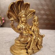 Brass Lord Vishnu and Lakshmi on Snake or Sheshnag Idol- 6.5″