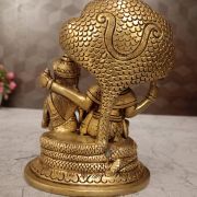 Brass Lord Vishnu and Lakshmi on Snake or Sheshnag Idol- 6.5″