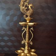 Buy Brass Two Layer of Peacock Lamp with 12 Wicks 20″