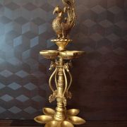 Buy Brass Two Layer of Peacock Lamp with 12 Wicks 20″