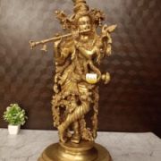 Brass Lord Krishna idol Superfine Golden finish 25.5″