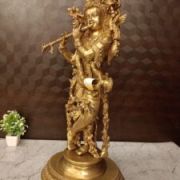 Brass Lord Krishna idol Superfine Golden finish 25.5″