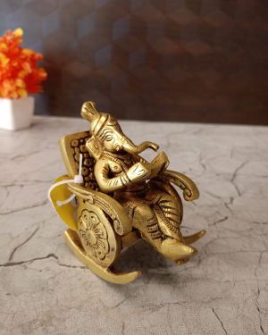 Brass Chair Ganesha Statue 3″