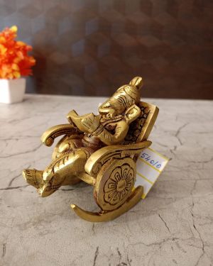Brass Chair Ganesha Statue 3″