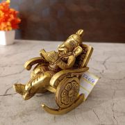 Brass Chair Ganesha Statue 3″