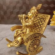 Brass Krishna Chair Statue 6″