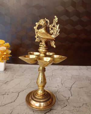 Brass Five Face Anna Kuthu Vilakku For Pooja 10″