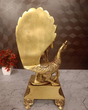 Lord Murugan with Peacock Brass Statue 12″