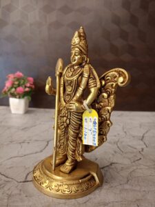 Brass Murugan With Peacock Statue 7″