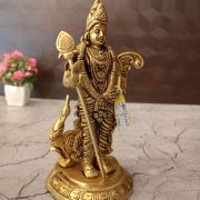 Brass Murugan With Peacock Statue 7″