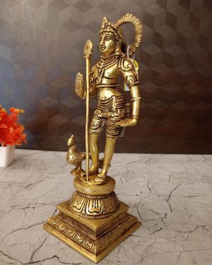 Brass Palani Murugan Statue 11″ Pure And Antique Finish