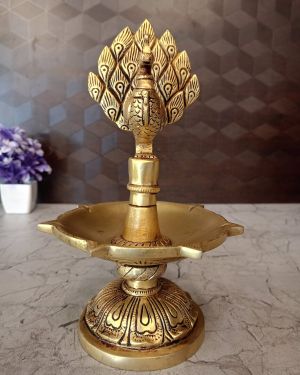 Buy Brass Peacock With 7 face Diya